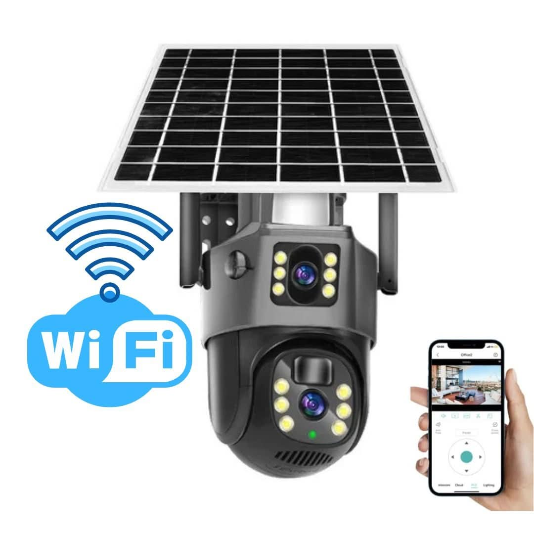 Easy-install wireless outdoor 4K PTZ security camera, solar-powered, with remote access & smart features.