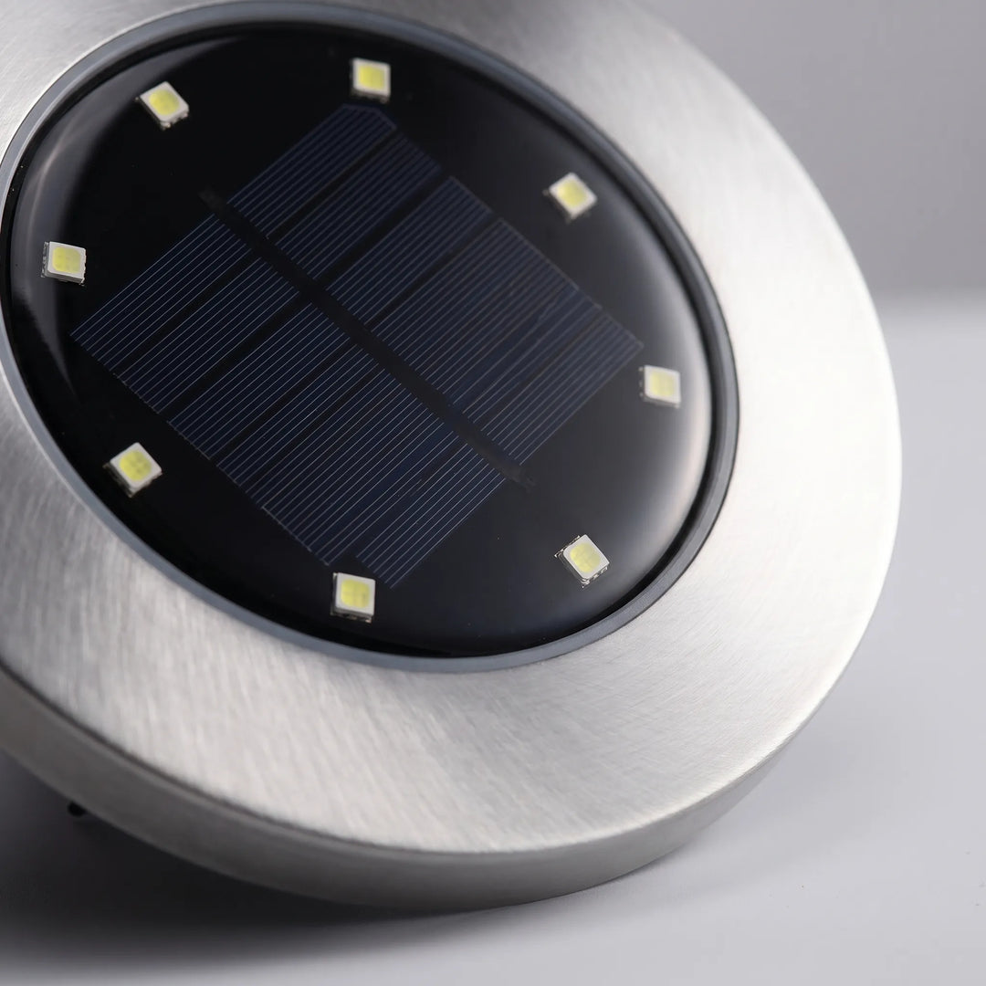 Ambient solar pathway lights enhancing a garden's night view.