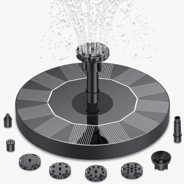 Floating solar fountain pump for bird baths, no wiring needed, perfect pond decor & backyard accent.