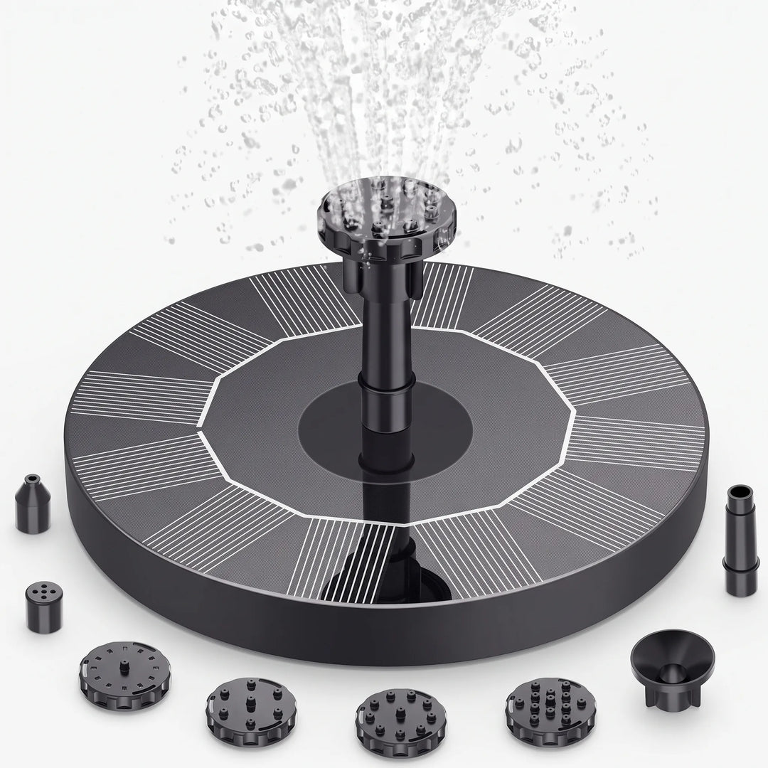 Upgrade outdoor living with this solar powered floating fountain, ideal for bird baths, ponds & garden decor.