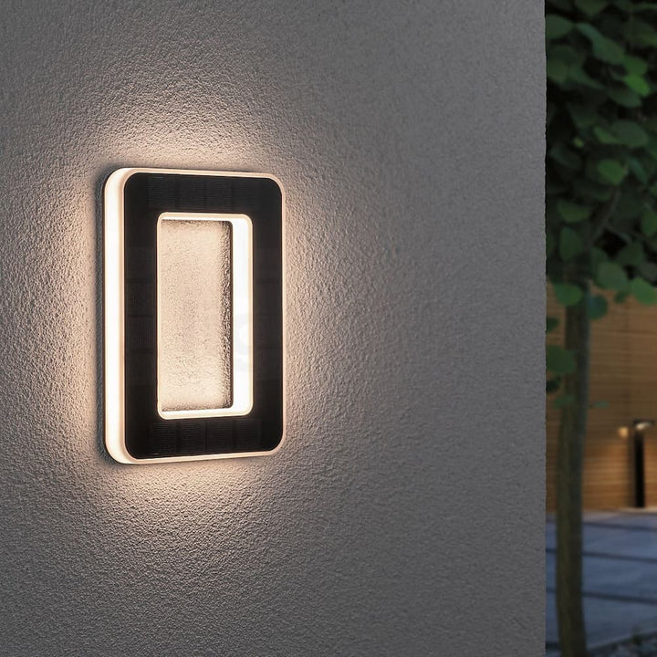 Solar powered illuminated house number sign for clear visibility at night.