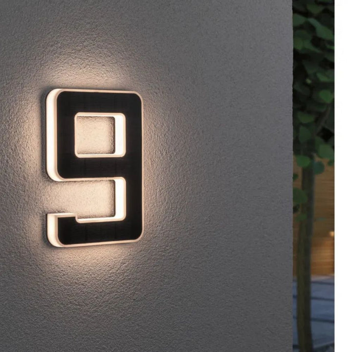 Clear visibility solar address light, weather resistant & easy to install.