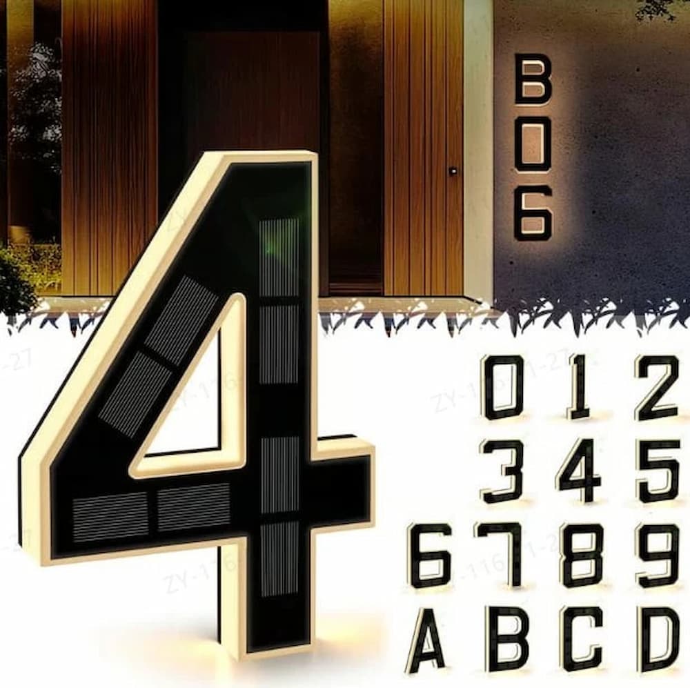 Durable solar house number sign, offering clear, bright LED illumination.