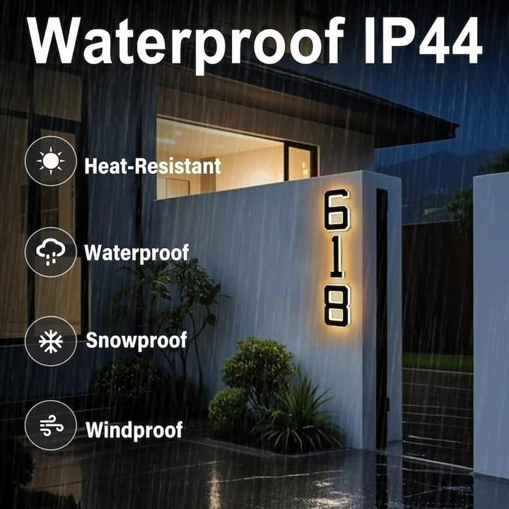 Clear visibility solar powered house number sign, enhancing any home exterior.