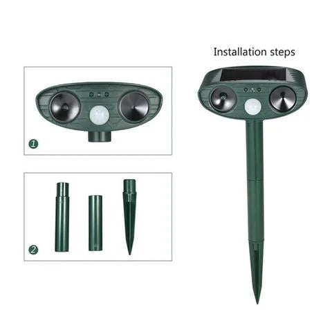Effective pest control: solar ultrasonic deterrent for deer in yards & fields.