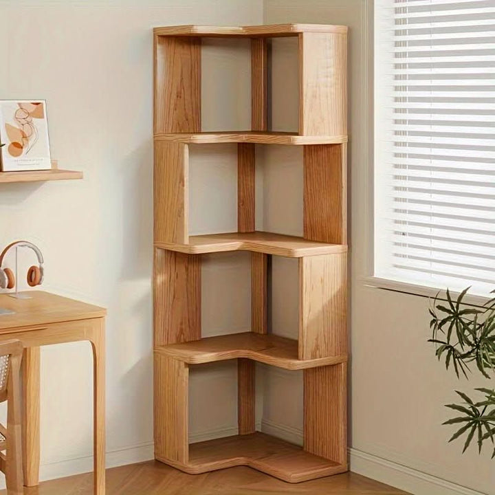 Solid pine wood corner cabinet for efficient space-saving storage and home organization.