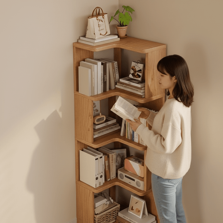 Compact solid pine corner cabinet, excellent for enhancing storage in any room.