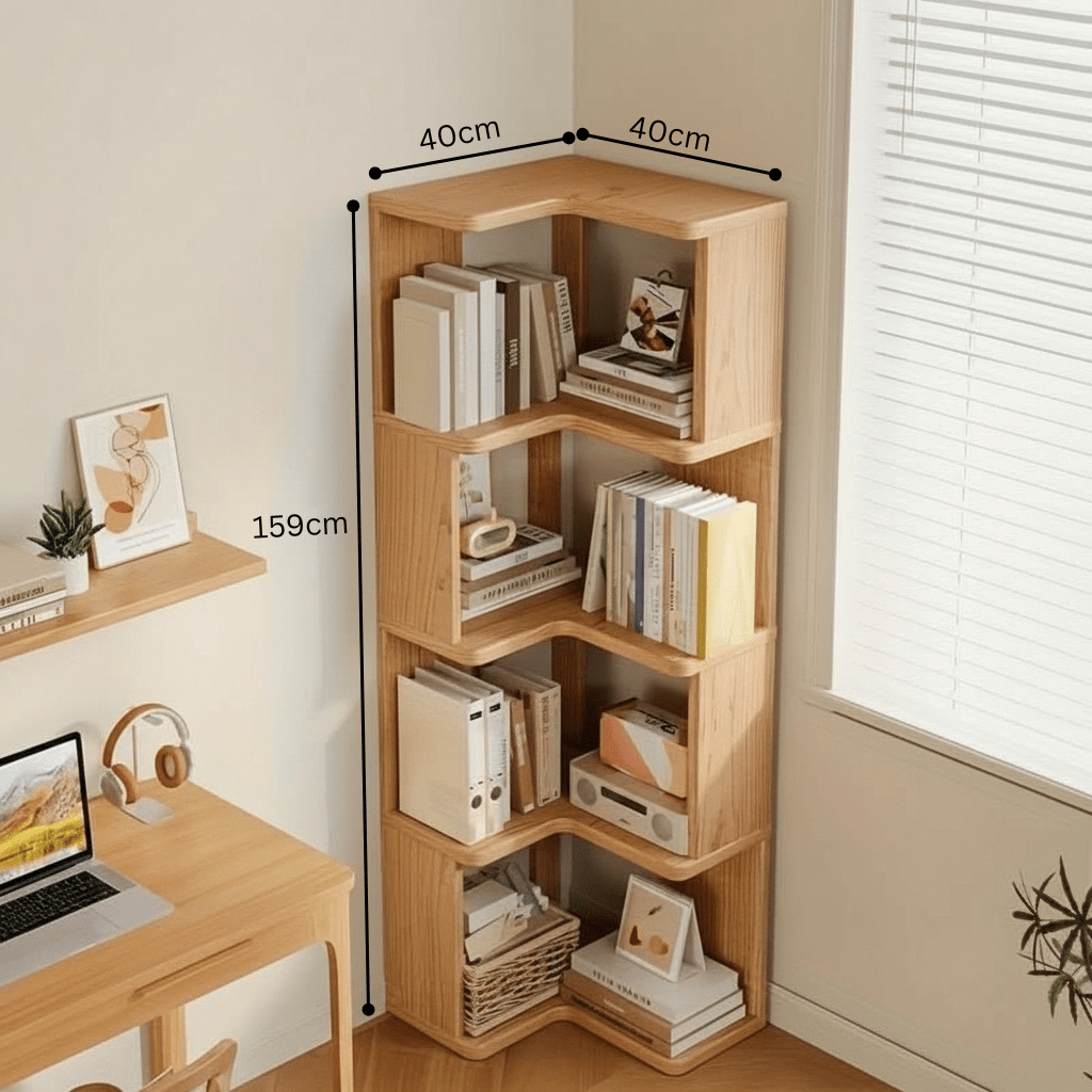 Elegant pine wood corner unit, a versatile piece for home organization and modern spaces.