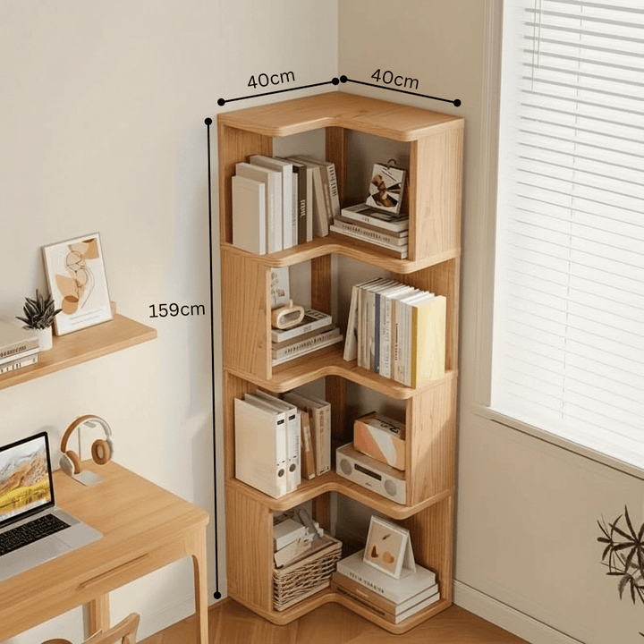 Elegant pine wood corner unit, a versatile piece for home organization and modern spaces.