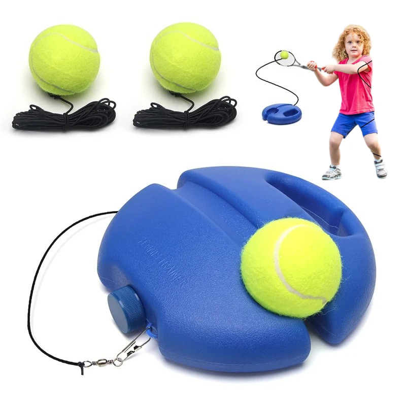 Solo Tennis Trainer Rebound Base with elastic cord for practice; tennis training equipment