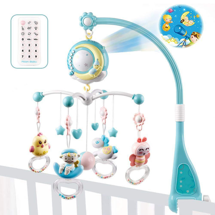 Soothing Baby Crib Mobile with musical melodies & starry light projector. Perfect infant toy & nursery decor.
