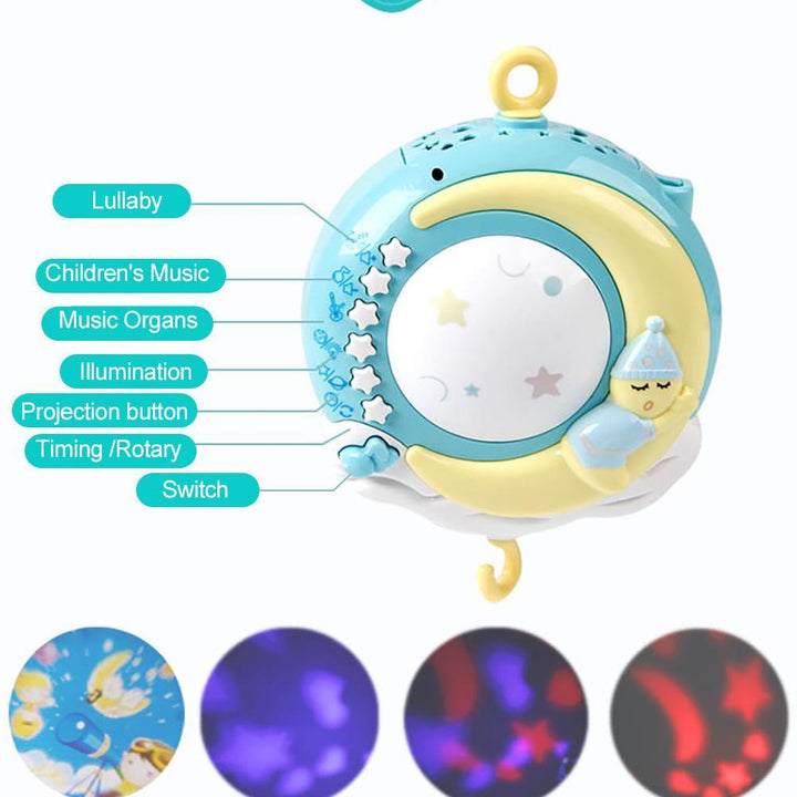 Newborn Baby Gift: A soothing crib mobile with music, stars projector, & colorful rattles to engage and calm infants.
