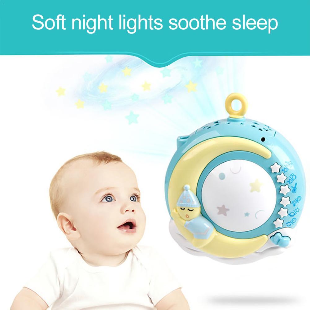 Nursery Decor Crib Mobile with gentle music, starry projection, and playful rattles. Ideal baby entertainment toy.