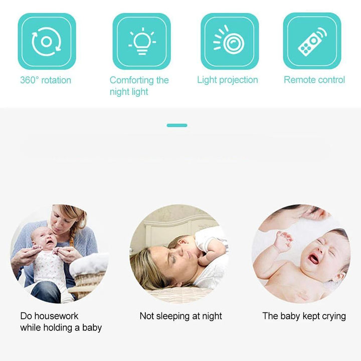 Multi-functional Baby Mobile: Musical melodies, starry light projector, and detachable rattles for infant play.
