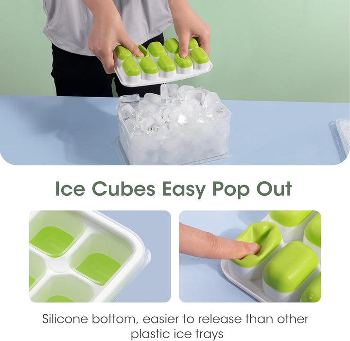 Easily make & store ice cubes with this stackable silicone ice tray & freezer storage bin set, home kitchen.