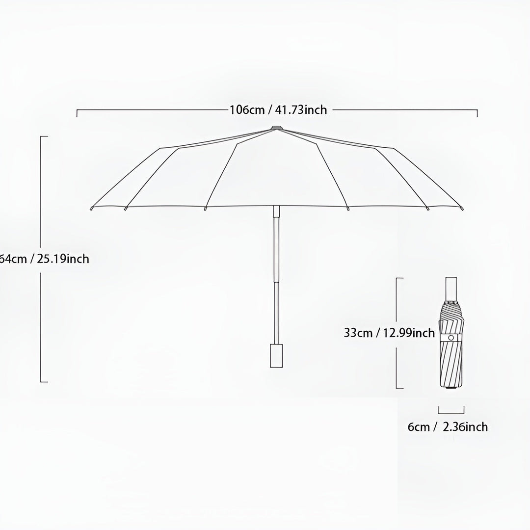 Compact StormShield travel umbrella, essential rain and sun protection for journeys.