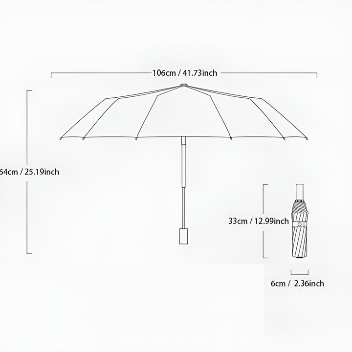 Compact StormShield travel umbrella, essential rain and sun protection for journeys.