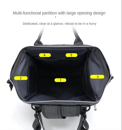 Mom bag with adjustable shoulder straps, ensuring comfortable transport