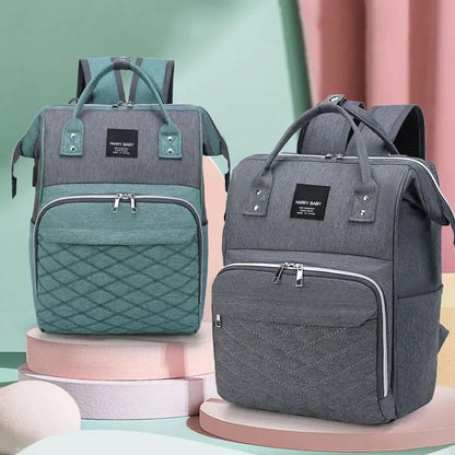 Close-up of the durable nylon fabric of a stylish diaper backpack for women