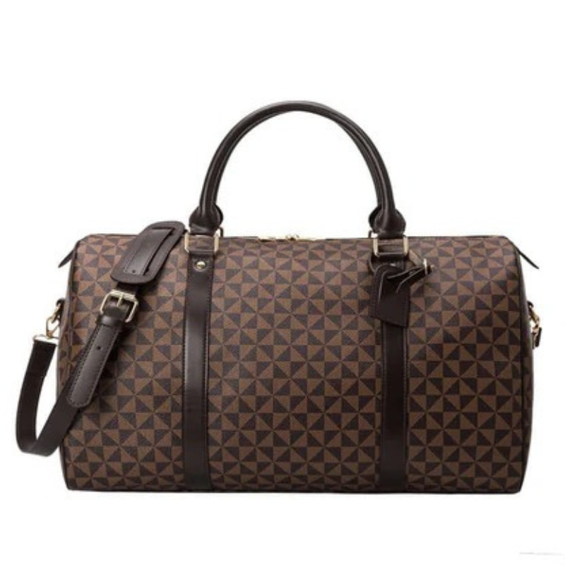 Stylish black unisex travel duffle bag, perfect for weekend trips or gym. Versatile and durable carry-on.