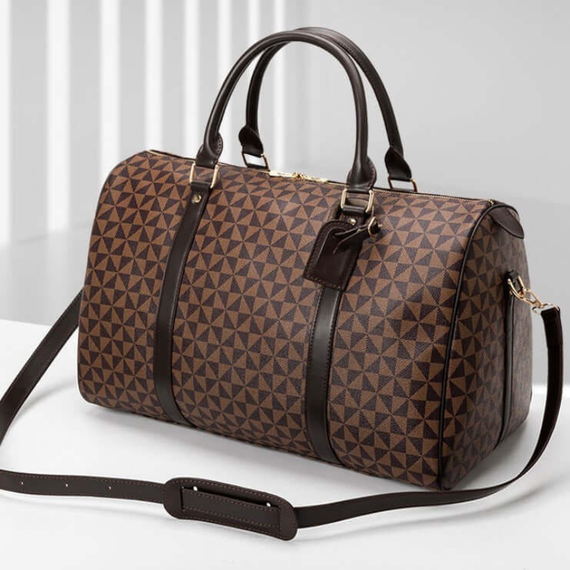 Spacious interior of a black duffle bag, showing ample room for clothes and travel essentials. Organized & versatile.