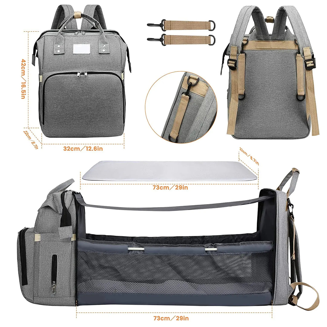 Dark blue women's diaper bag, featuring a portable changing pad, for stylish and practical moms.