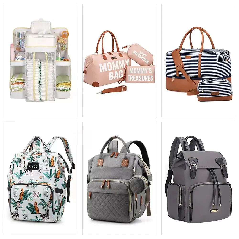 Dark blue women's diaper bag, includes a portable changing pad & USB port for convenience.