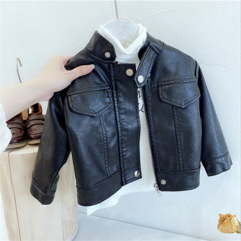 Stylish boys' classic zipper jacket, perfect for versatile all-season outerwear and fashionable kids' clothing.