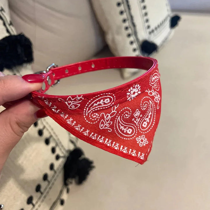 Soft cat bandana collar, an adjustable and cute accessory for feline comfort and style.