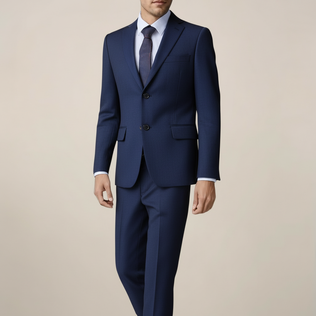 Stylish men's two-piece summer suit, lightweight & breathable, perfect for formal events, weddings, & cocktail parties.