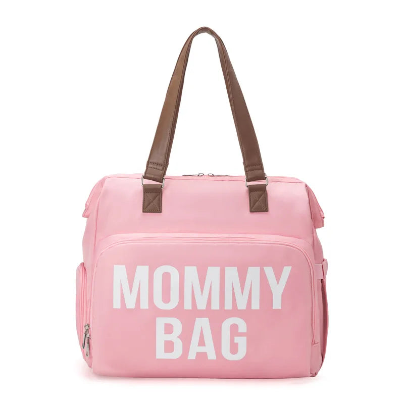 Women's fashionable diaper backpack, pink, large capacity, for mommy and baby necessities