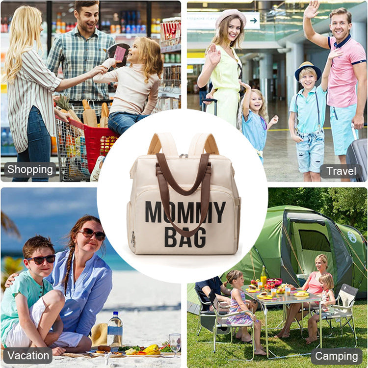 Durable polyester diaper backpack, black, easy clean, for daily use and baby transport