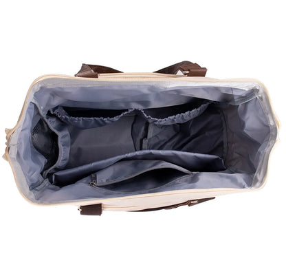 Fashionable grey diaper backpack, practical for baby essentials, travel, and women's daily use