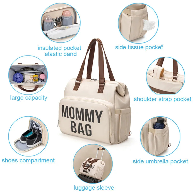 Functional diaper backpack for moms, blue, large main storage, ergonomic design, baby essentials
