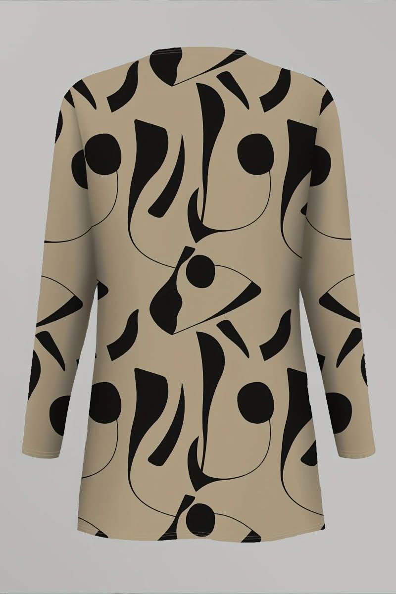 Modern women's abstract print coordinated 3-piece outfit, perfect for stylish casual wear or comfortable lounging.