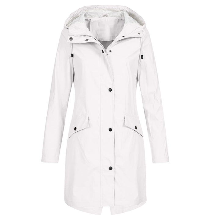 Fashionable women's raincoat, providing water-resistant protection. Chic all-season jacket for stylish outerwear.