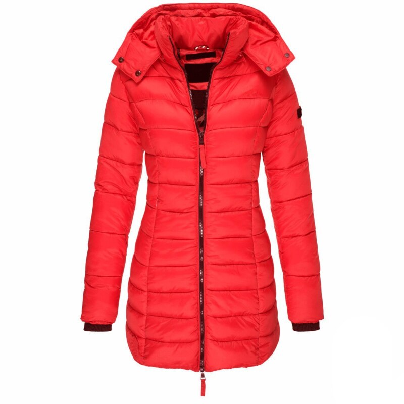 Warm & stylish women's hooded winter coat. Insulated outerwear designed for ultimate cold weather comfort.