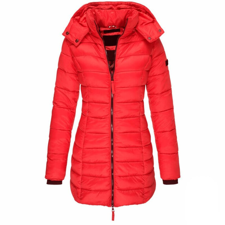 Warm & stylish women's hooded winter coat. Insulated outerwear designed for ultimate cold weather comfort.