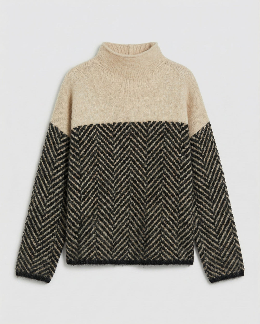 Versatile women's textured turtleneck sweater, a stylish long-sleeve pullover for winter and casual wear.