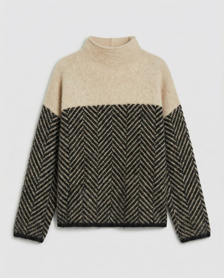Versatile women's textured turtleneck sweater, a stylish long-sleeve pullover for winter and casual wear.