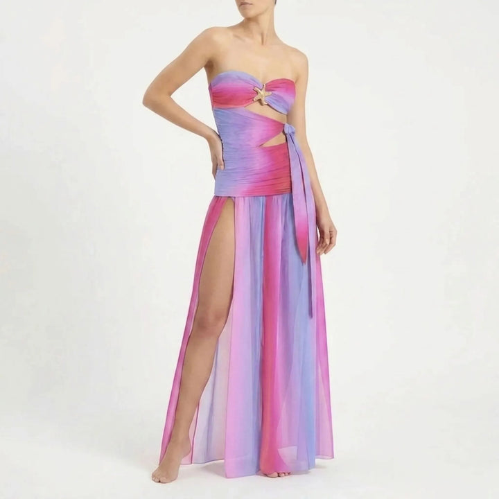 Women's cutout monokini style swimsuit and skirt set. Perfect for your next beach vacation.
