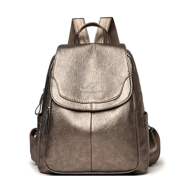 Modern women's structured flap backpack, a trendy fashion accessory for any occasion. Comfortable design.