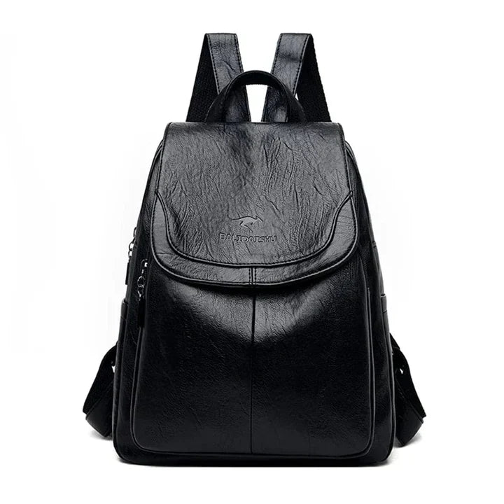 Organized women's flap backpack, ideal for college or work. Keep essentials secure & easily accessible.