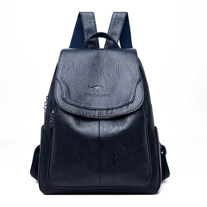Elegant women's flap backpack, a stylish choice for your daily commute. Structured design for durability.