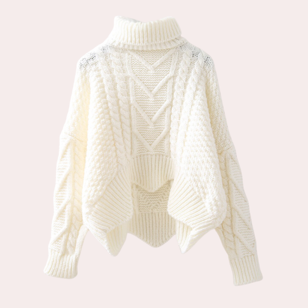 Versatile women's knitted turtleneck sweater. Elegant long sleeve design for fall & winter. A stylish & warm casual top.