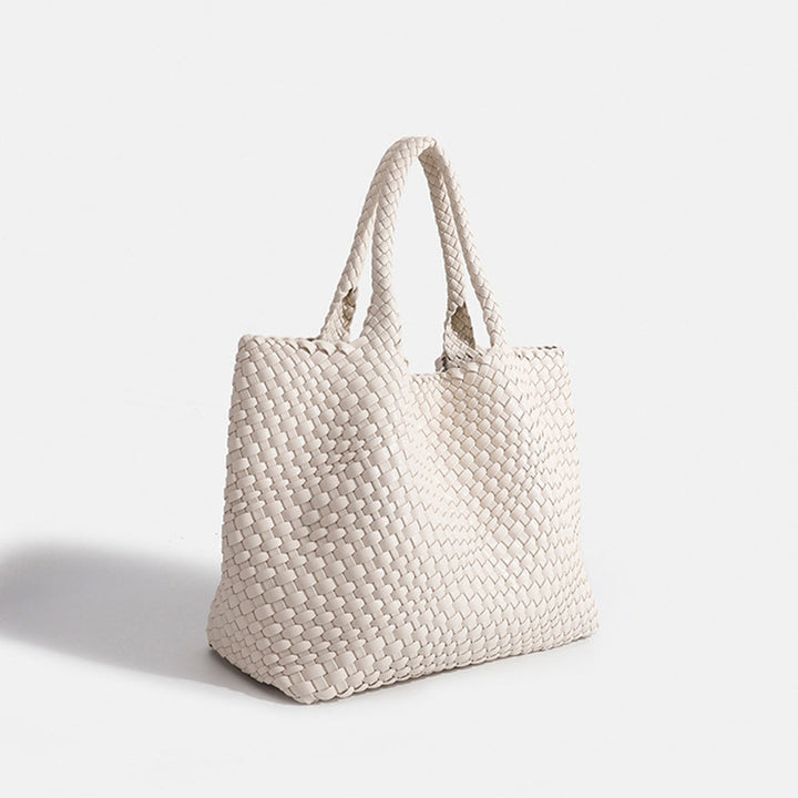 Modern large woven tote bag for women, a stylish and practical fashion statement.