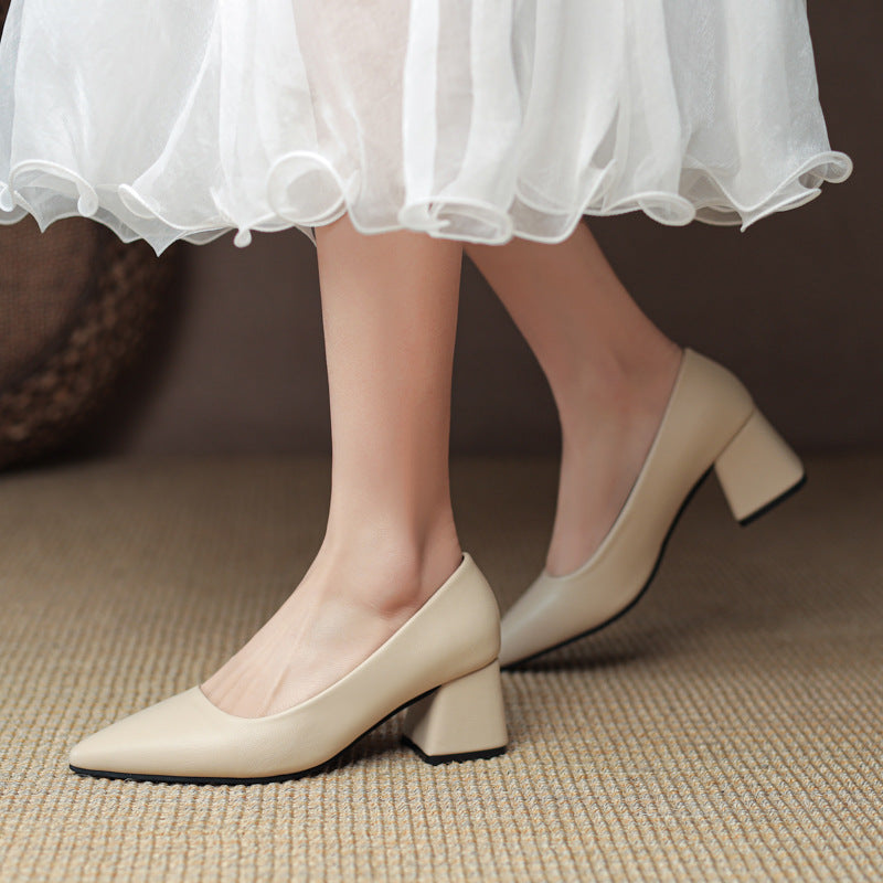 Women's pointed toe block heels: stable, non-slip & comfortable. Stylish formal & office dress shoes.