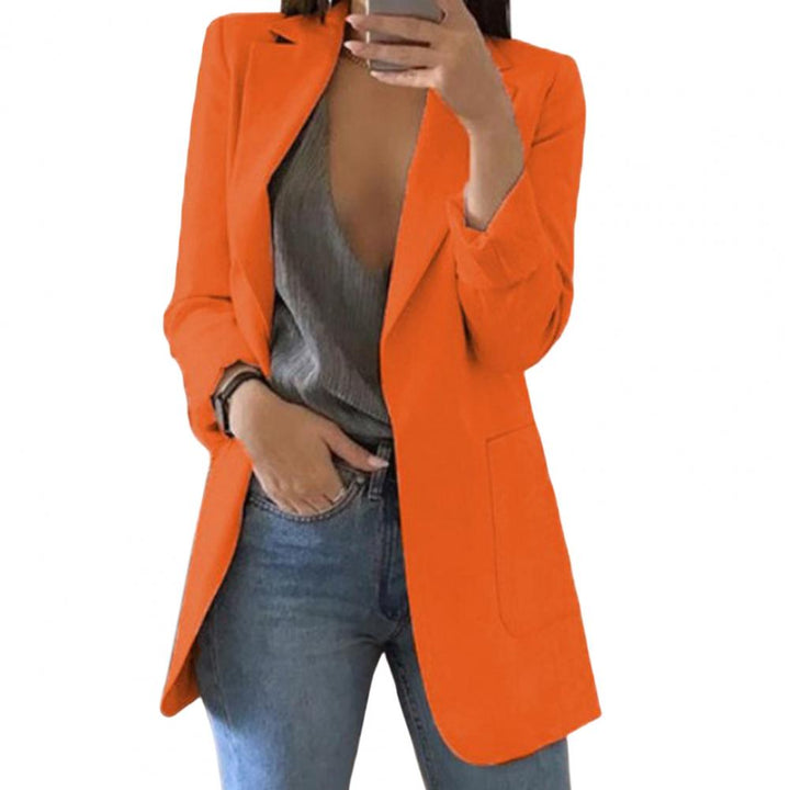 Elegant long sleeve women's blazer jacket, perfect for professional office wear & adding a touch of chic style.