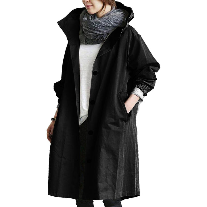 Durable waterproof women's long trench coat, offering all-weather protection & stylish outdoor wear.