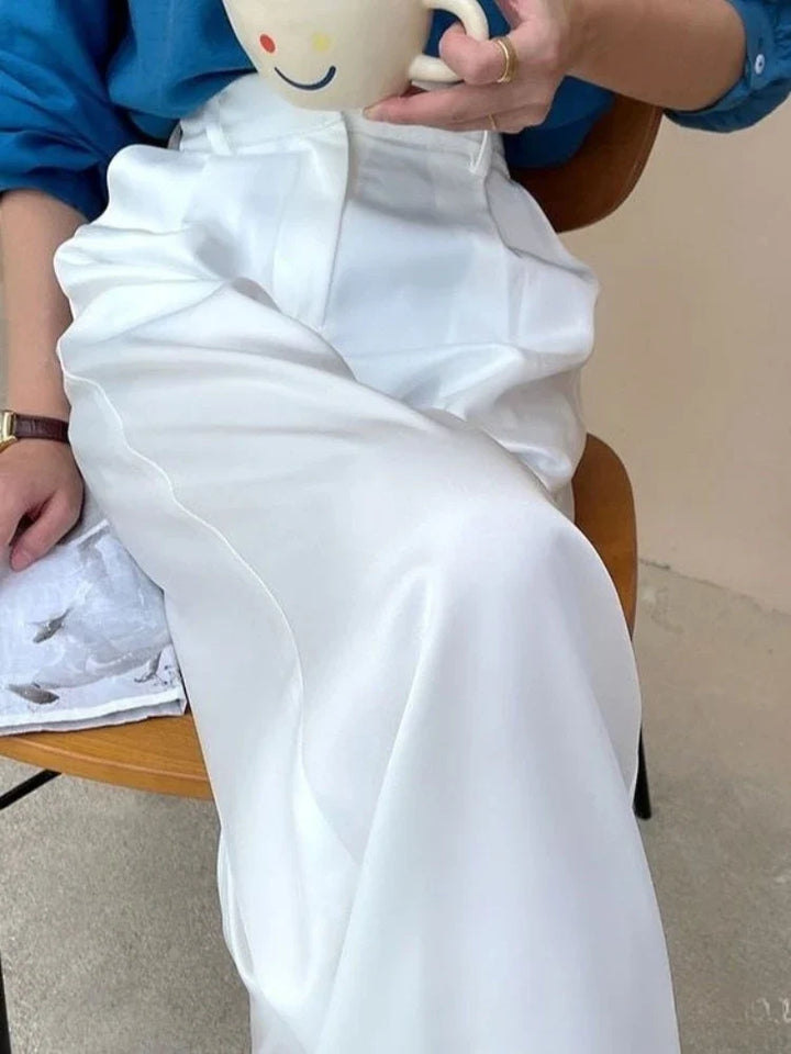 Women's casual wide leg high waist loose fit pants. Full length, comfortable, stylish for spring & summer.